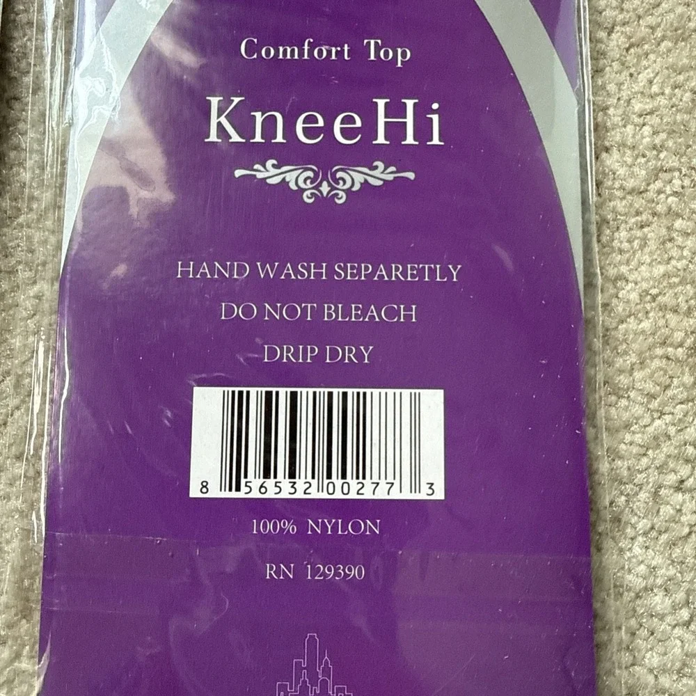 Lot of 2 Four Seasons Sheer KneeHi Comfort Top Stockings, Coffee, Nylon Socks